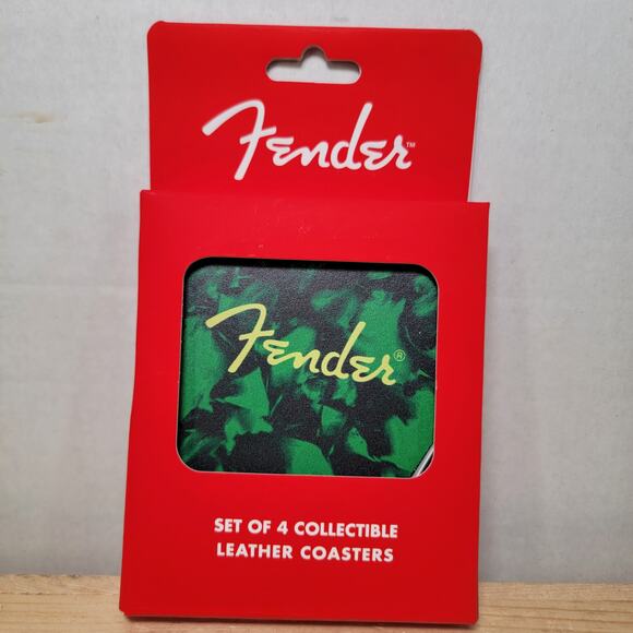 Set of 4 FENDER Multi-Color Collectible Leather Coasters NEW - Picture 4 of 4